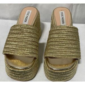 Steve Madden Reign Platform Slide Sandal Women's Reign Gold Size US7M EU37.5